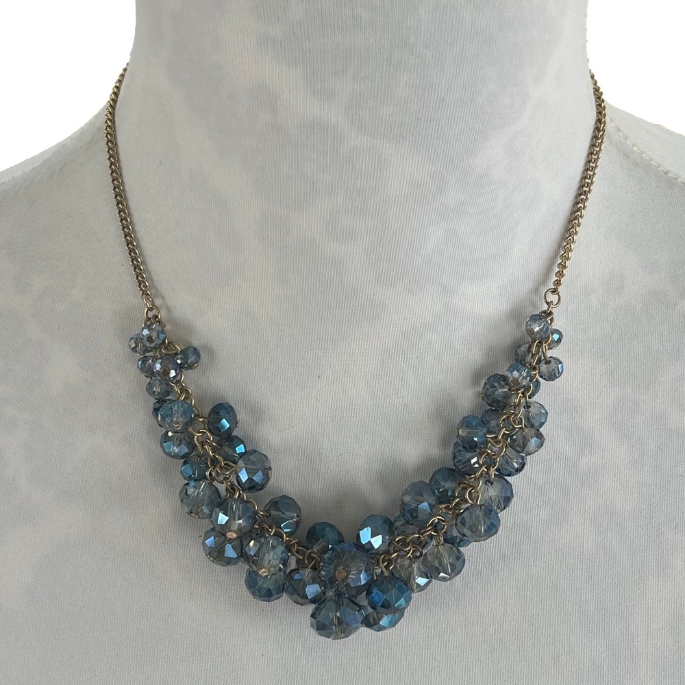 Blue Crystal Beaded Statement Necklace